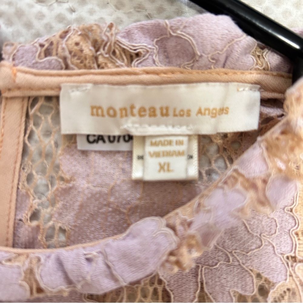 Monteau Pink Floral Lace Ruffle Sleeveless Top Size XL - Picture 3 of 6